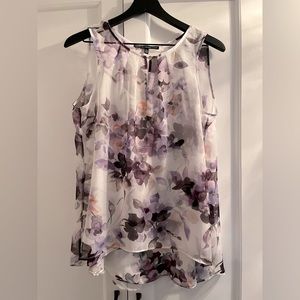 WHBM Sheer Floral Asymmetrical Top, size 10